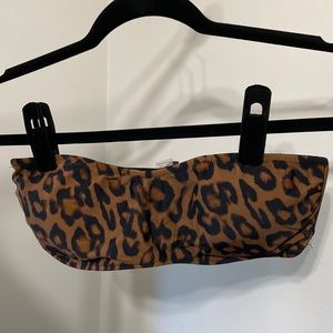 NWOT Kendall and Kylie leopard bandeau bikini top